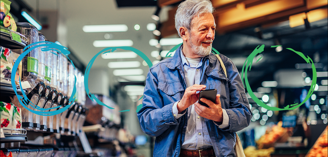 shopper in store on phone